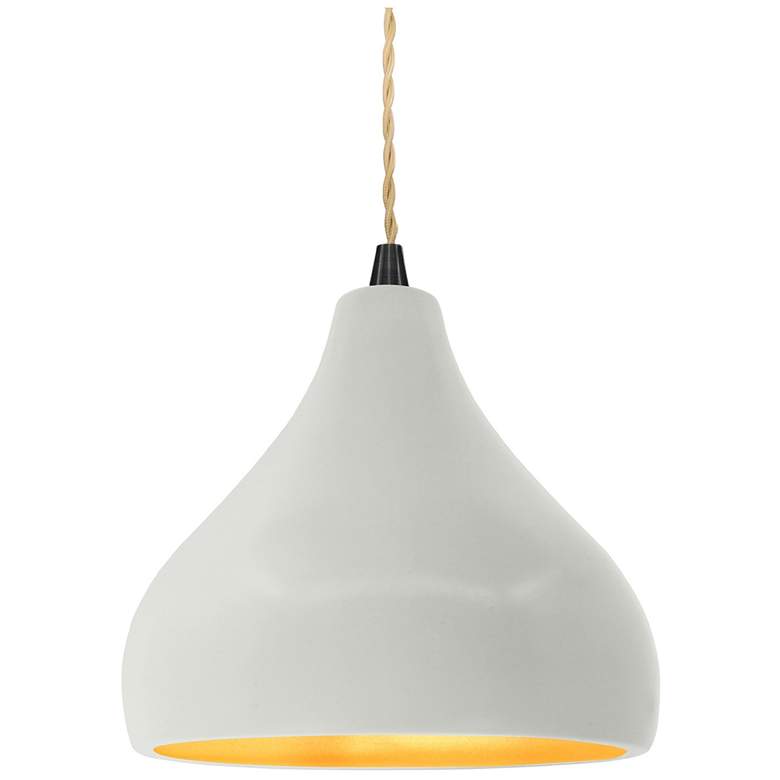Image 1 8"W Matte White/Gold Frame Matte Black Small Droplet Beige Twisted Pen