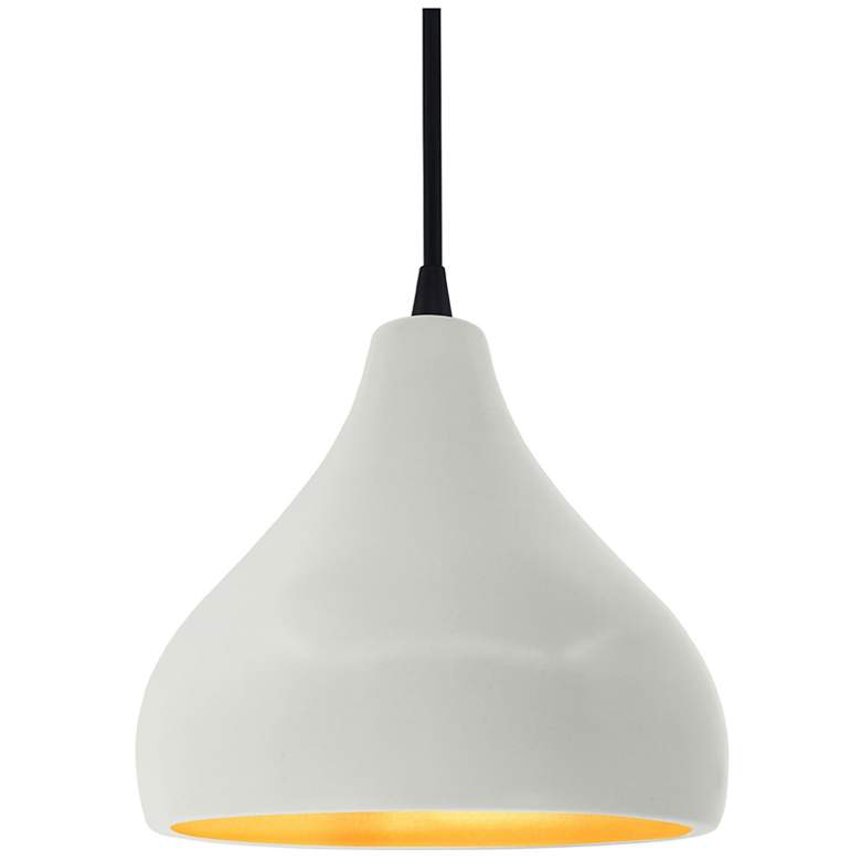 Image 1 8"W Matte White/Gold Frame Matte Black Small Droplet Black Cord LED Pe