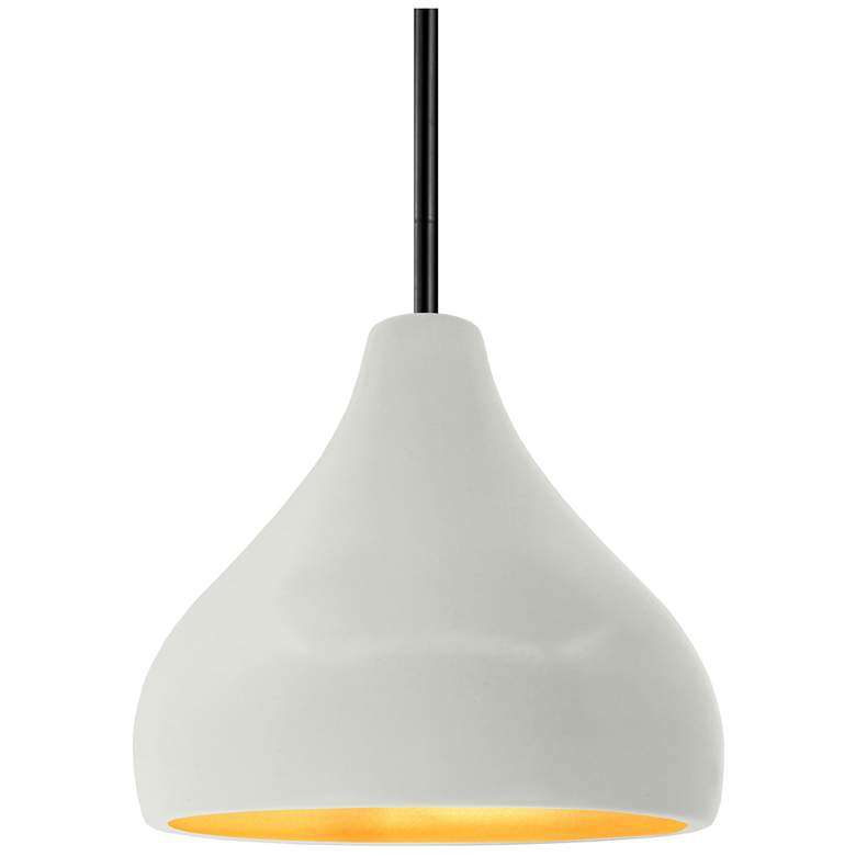 Image 1 8"W Matte White/Gold Frame Matte Black Small Droplet Stem LED Pendant