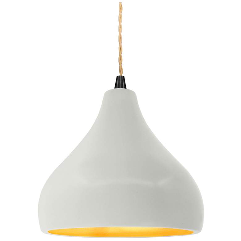 Image 1 8"W Matte White/Gold Frame Matte Black Small Droplet Twisted LED Penda