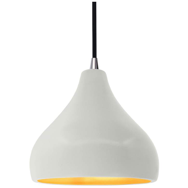 Image 1 8"W Matte White/Gold Frame Nickel Small Droplet Black Cord LED Pendant