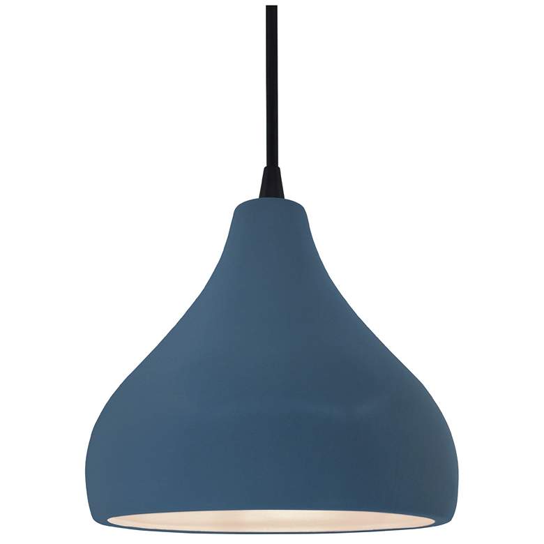 Image 1 8"W Midnight Frame Matte Black Small Droplet Black Cord LED Pendant