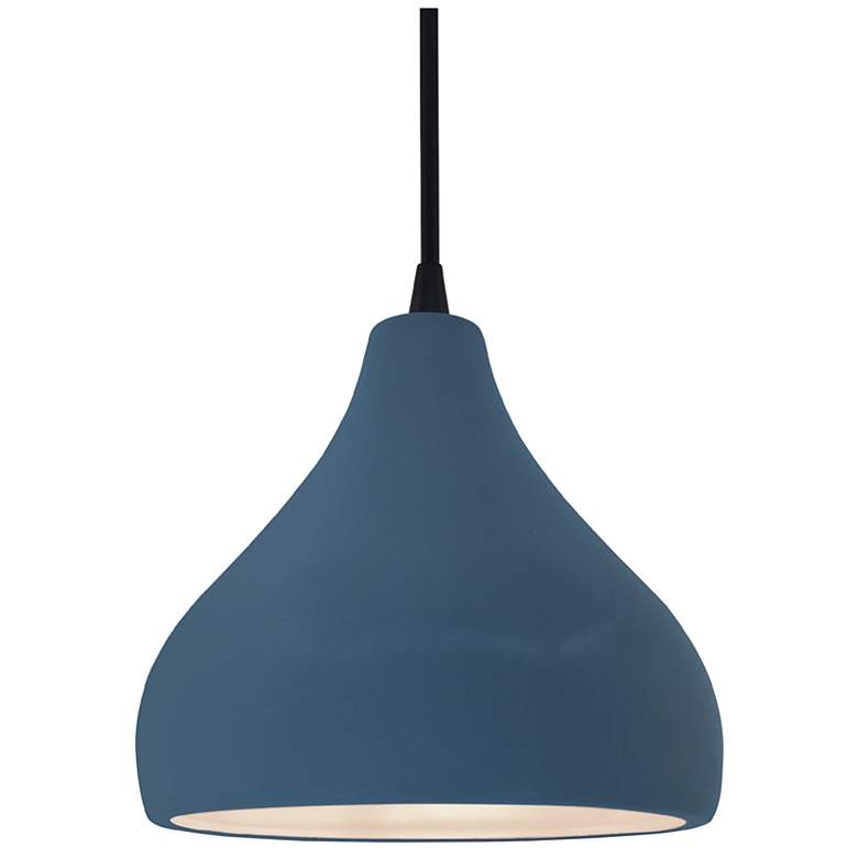 Image 1 8"W Midnight/White Frame Matte Black Small Droplet Black Cord LED Pend