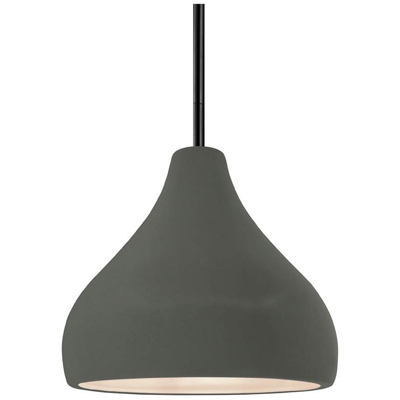 Image 1 8"W Pewter Green Frame Matte Black Small Droplet Rigid Stem Kit LED Pe