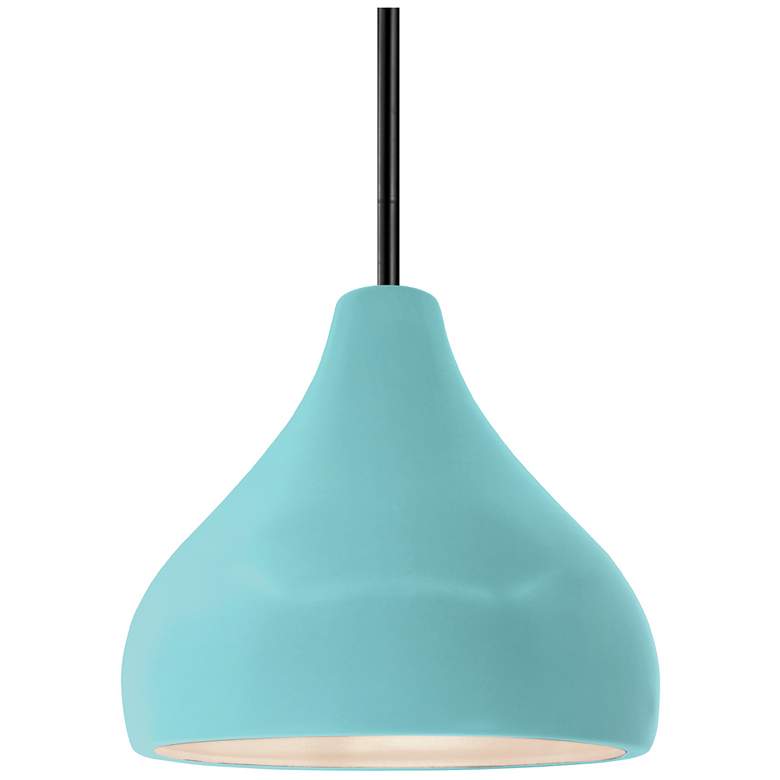Image 1 8"W Reflecting Pool Frame Matte Black Small Droplet Stem LED Pendant
