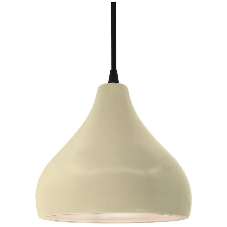 Image 1 8"W Vanilla Gloss Frame Matte Black Small Droplet Black Cord Pendant