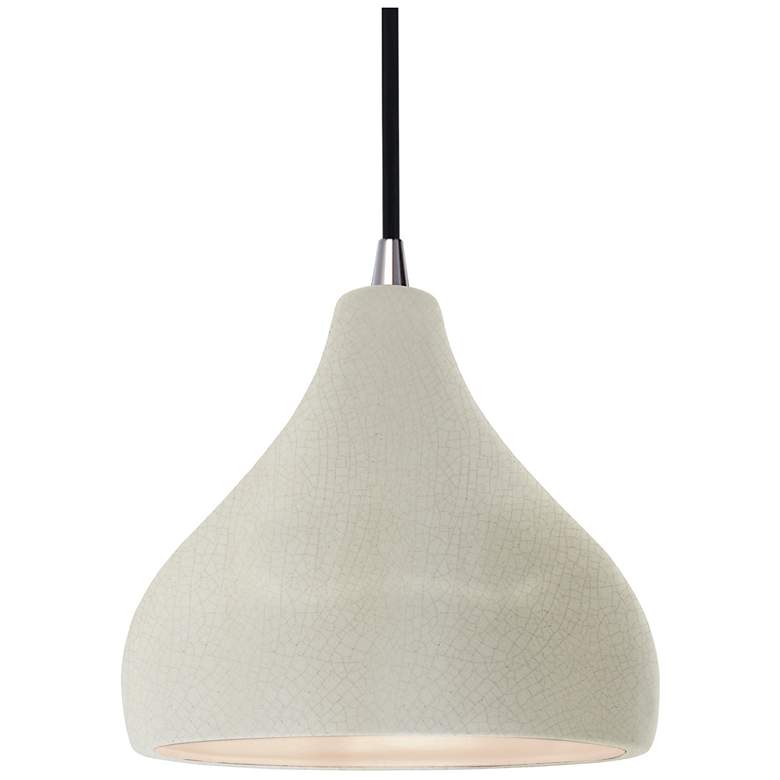Image 1 8"W White Crackle Frame Nickel Small Droplet Black Cord LED Pendant
