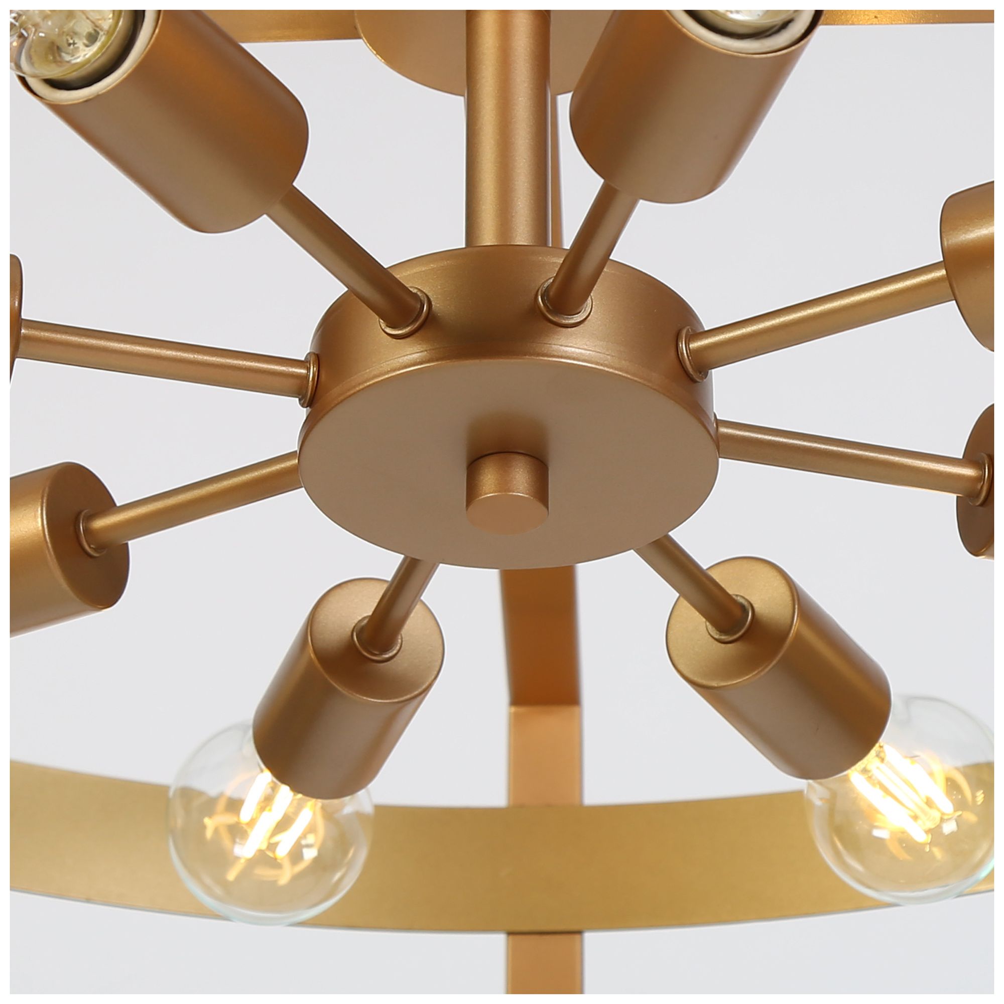 Image 3 8-Light 32.3"W Drum Matt Black and Metallic Gold Chandeliers more views