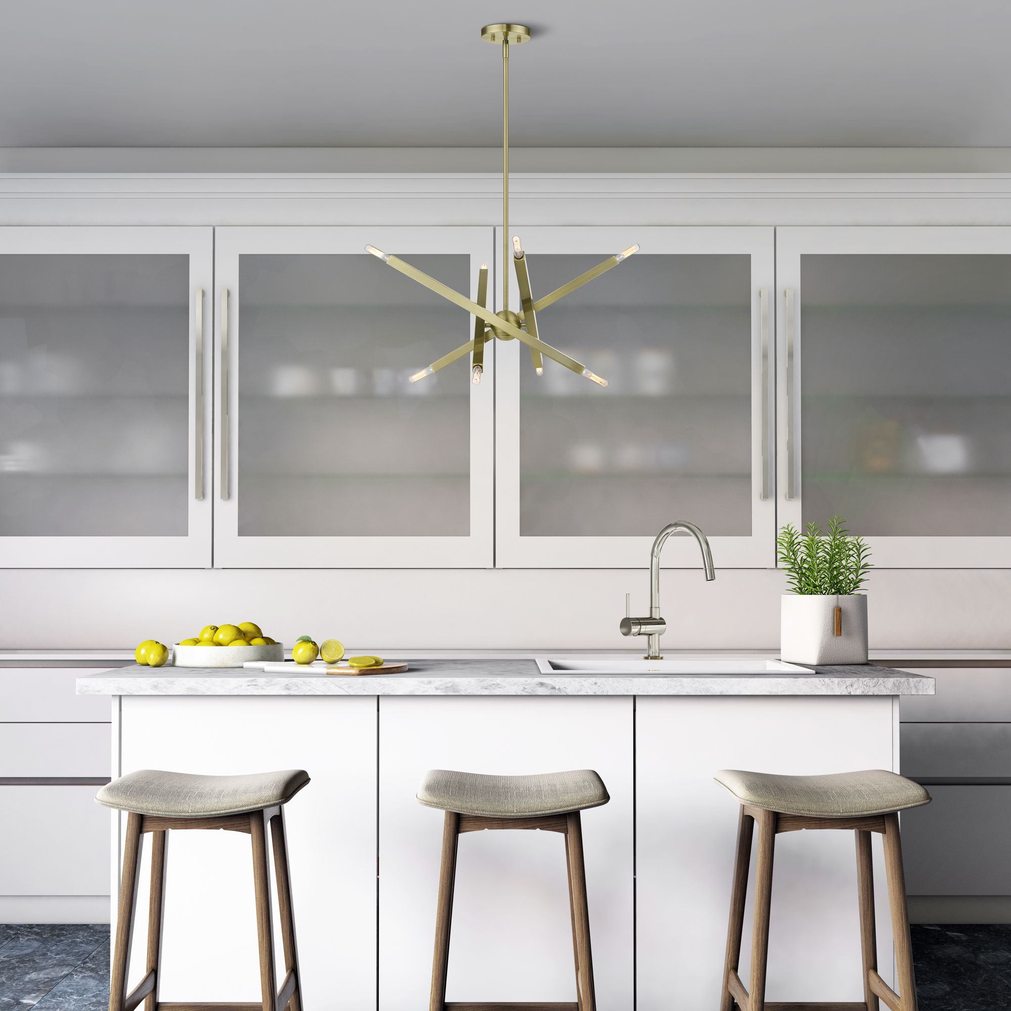 8 Light Antique Brass Chandelier