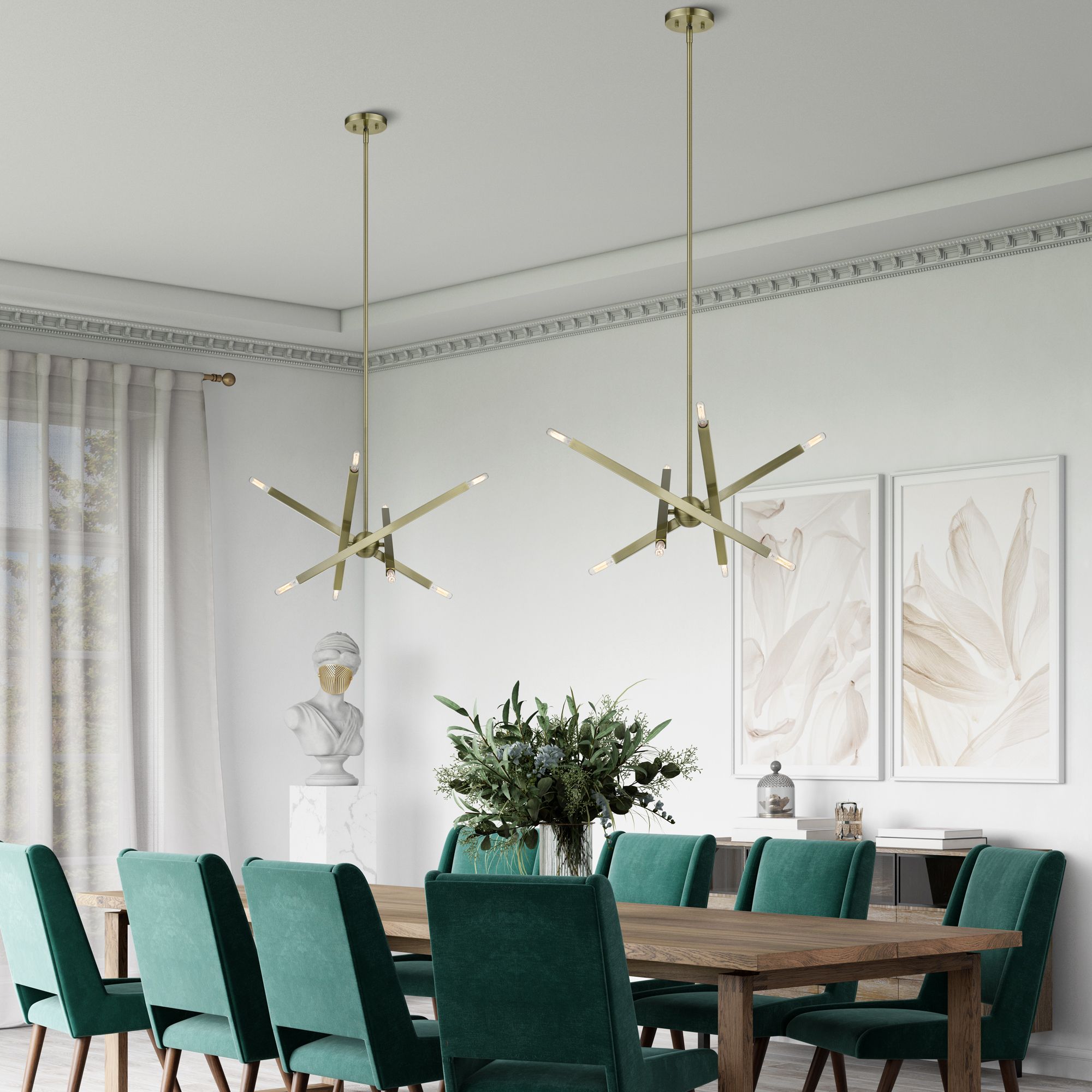 8 Light Antique Brass Chandelier