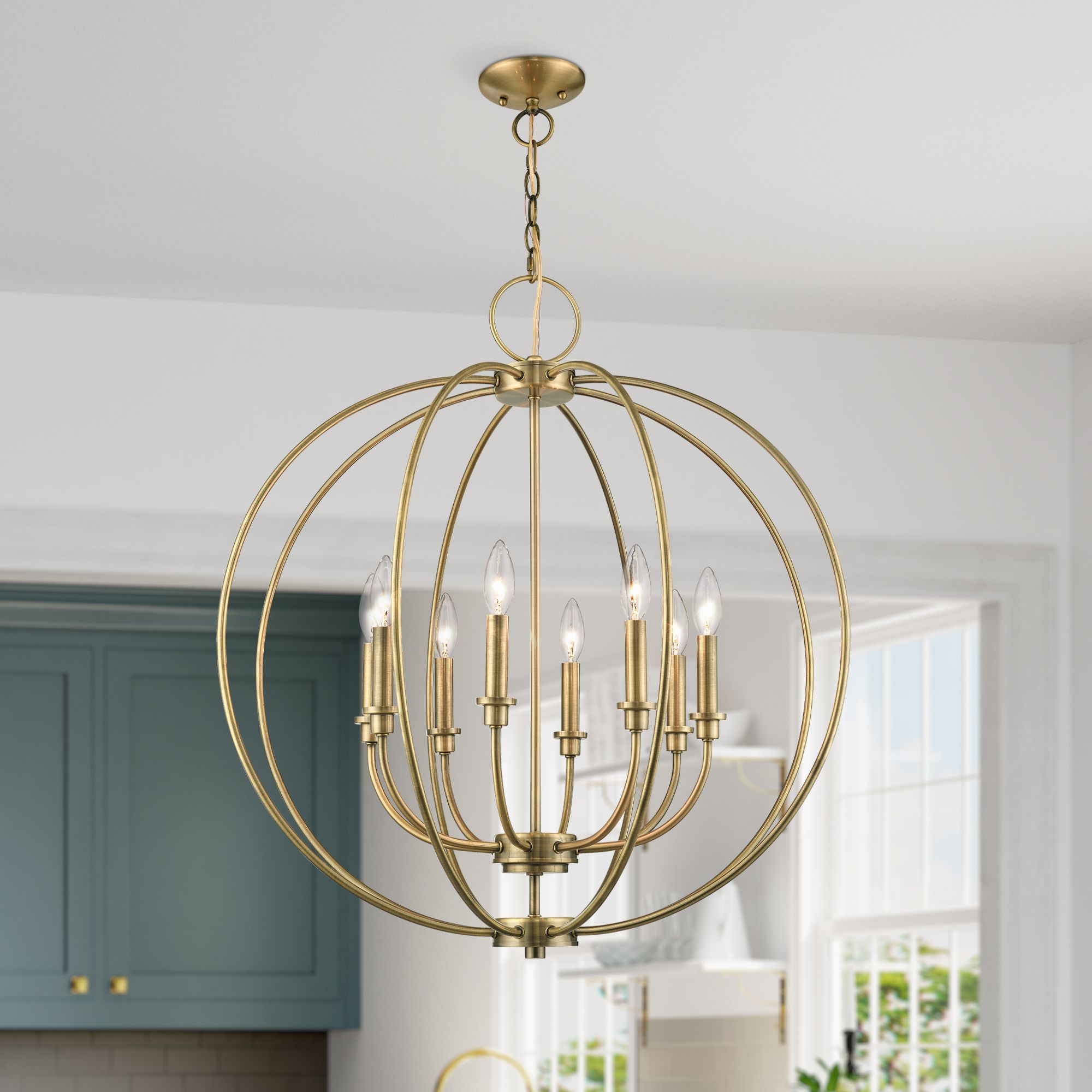 Image 5 8 Light Antique Brass Chandelier more views