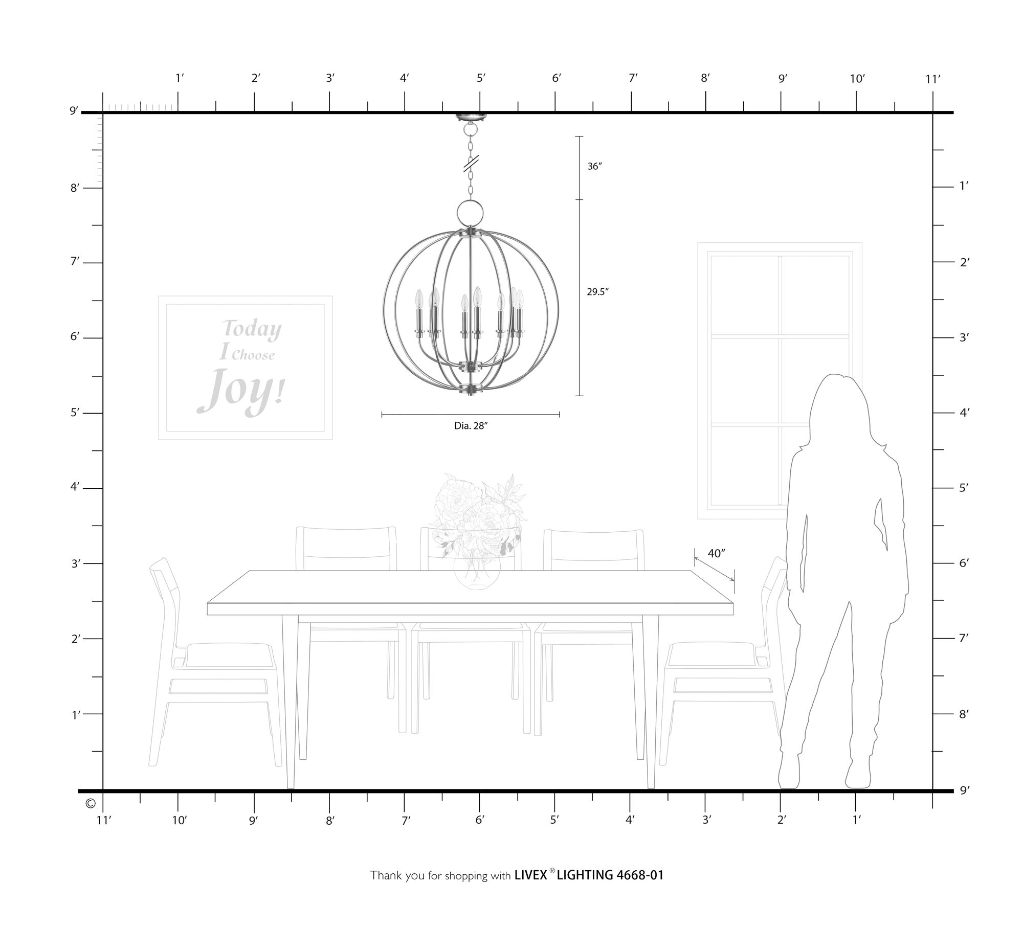 8 Light Antique Brass Chandelier