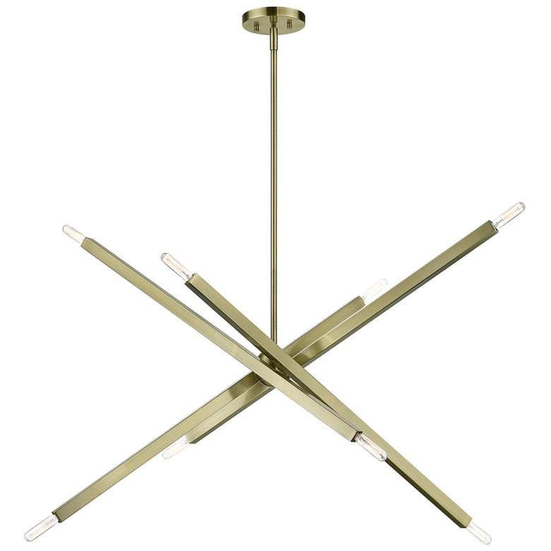 Image 1 8 Light Antique Brass Large Linear Chandelier