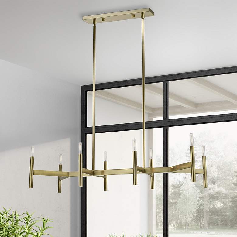 Image 1 8 Light Antique Brass Linear Chandelier