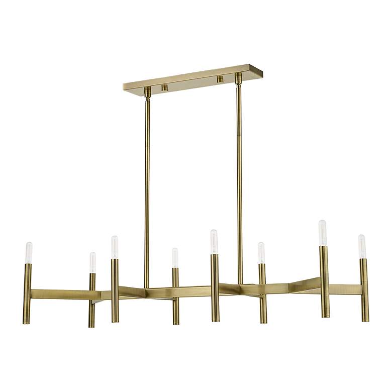 Image 3 8 Light Antique Brass Linear Chandelier more views