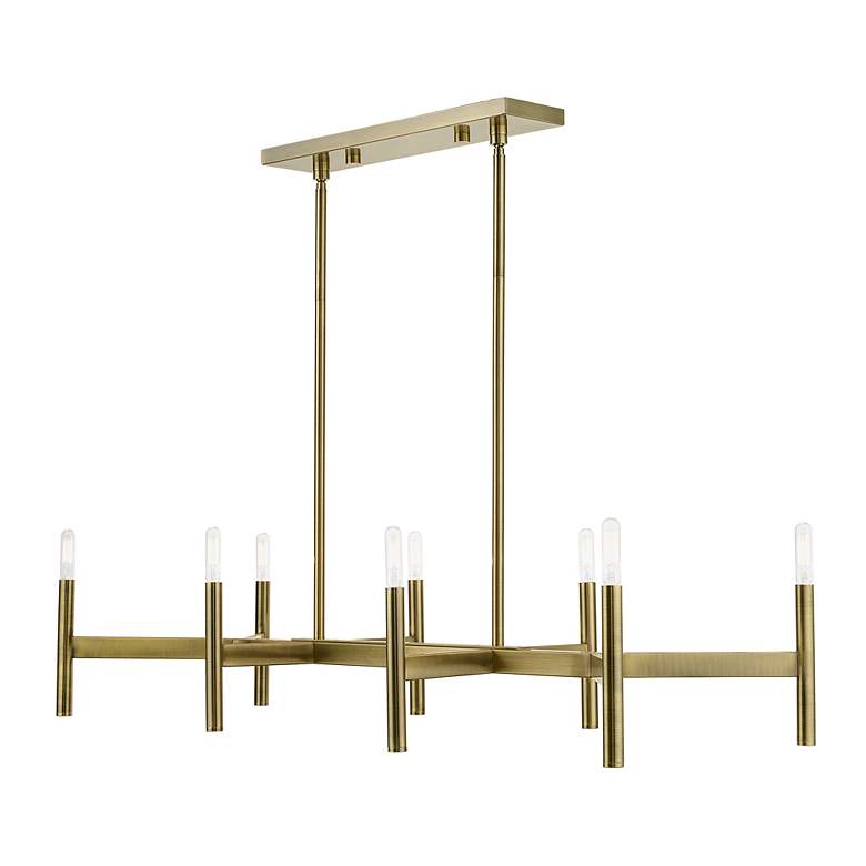 Image 6 8 Light Antique Brass Linear Chandelier more views