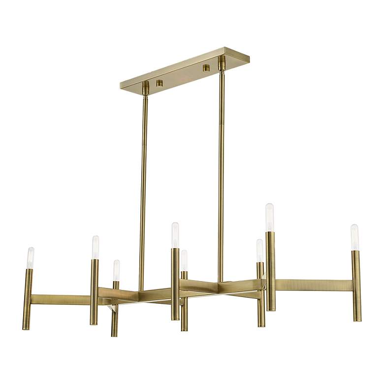 Image 7 8 Light Antique Brass Linear Chandelier more views
