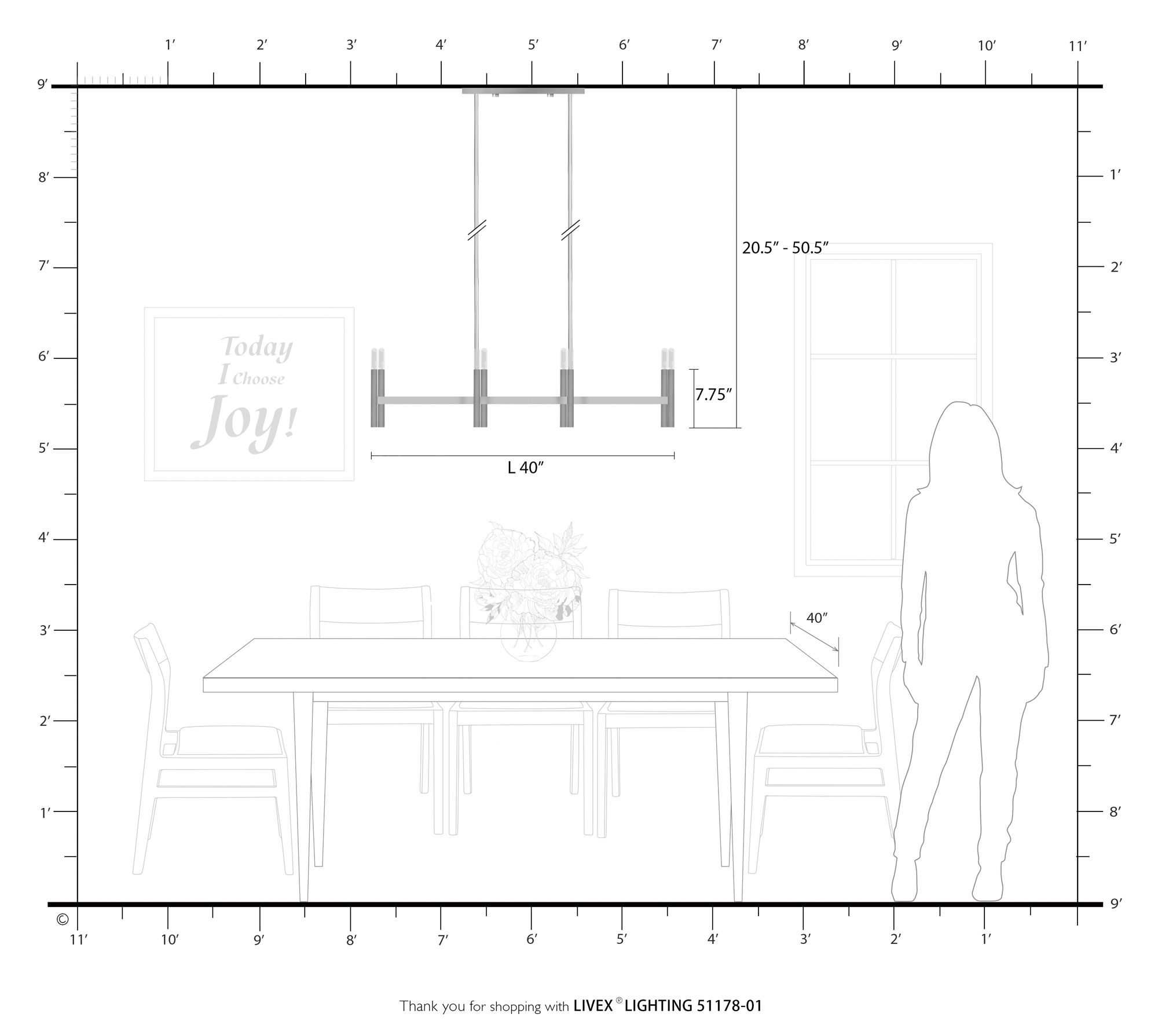 8 Light Antique Brass Linear Chandelier