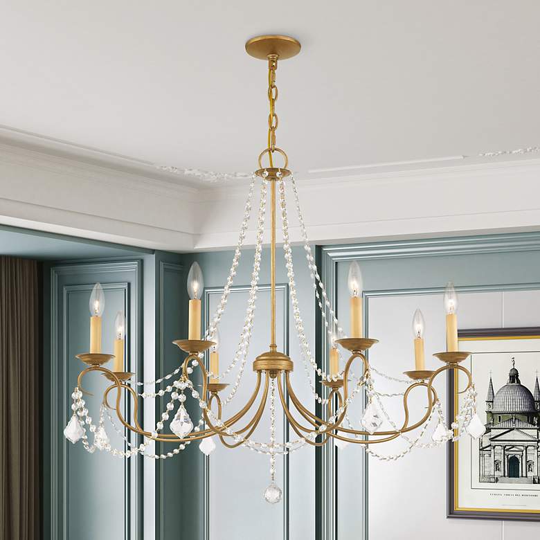 Image 7 8 Light Antique Gold Leaf Chandelier more views