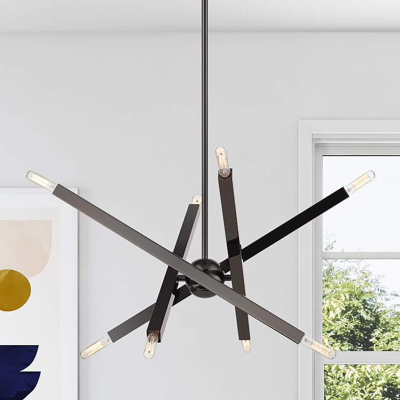 Image 1 8 Light Black Chrome Chandelier