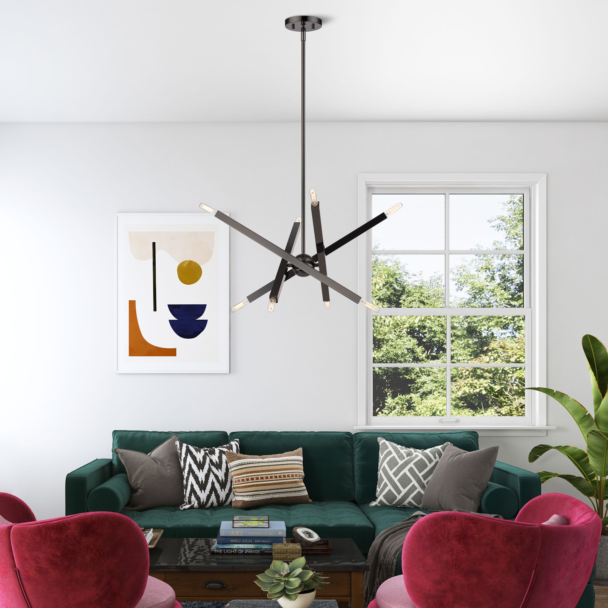 8 Light Black Chrome Chandelier