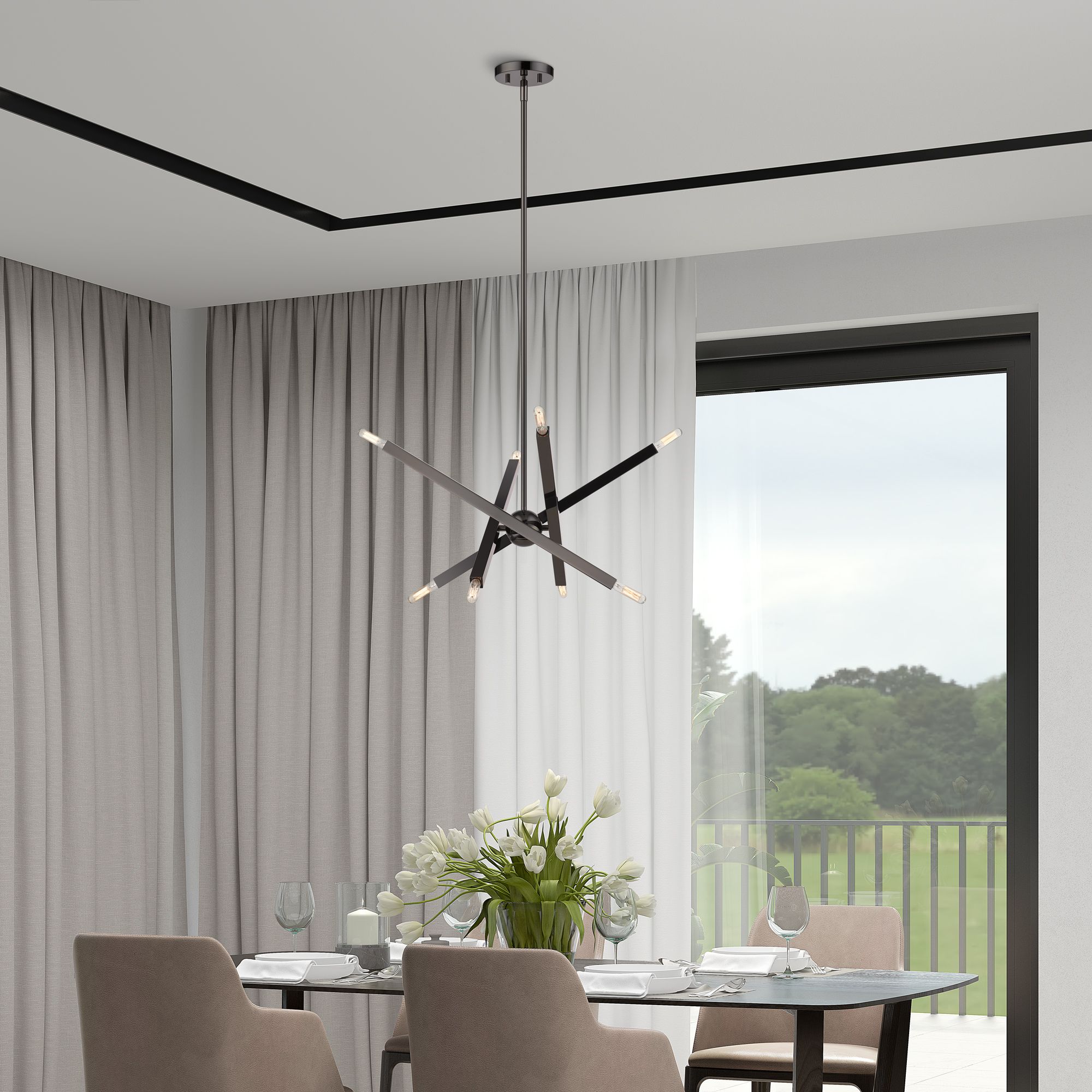 8 Light Black Chrome Chandelier