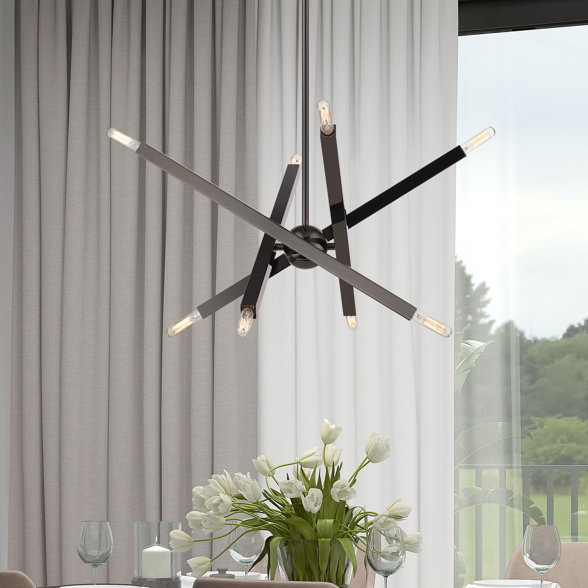 8 Light Black Chrome Chandelier