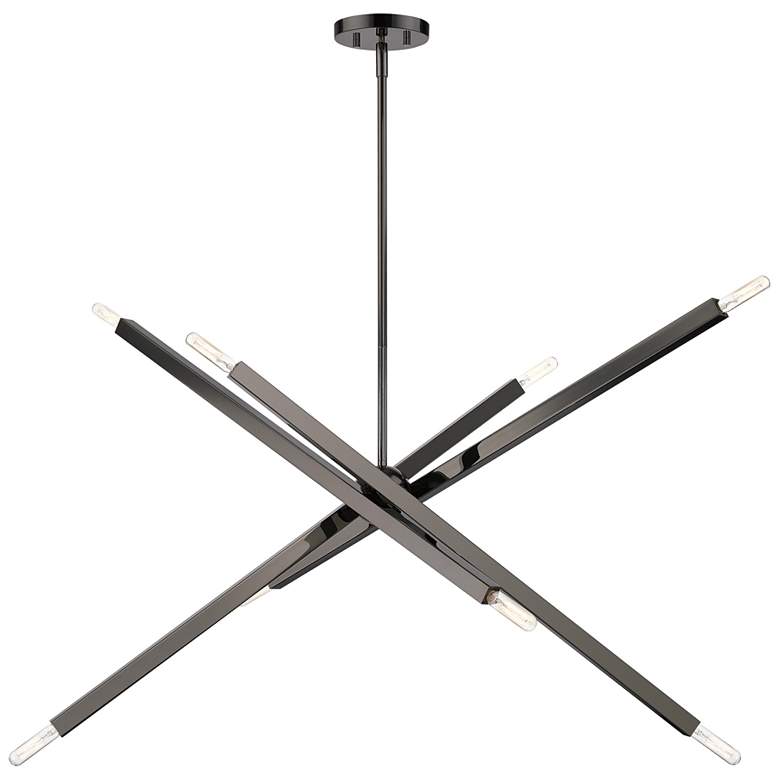 Image 1 8 Light Black Chrome Large Linear Chandelier