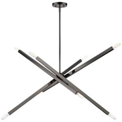 8 Light Black Chrome Large Linear Chandelier