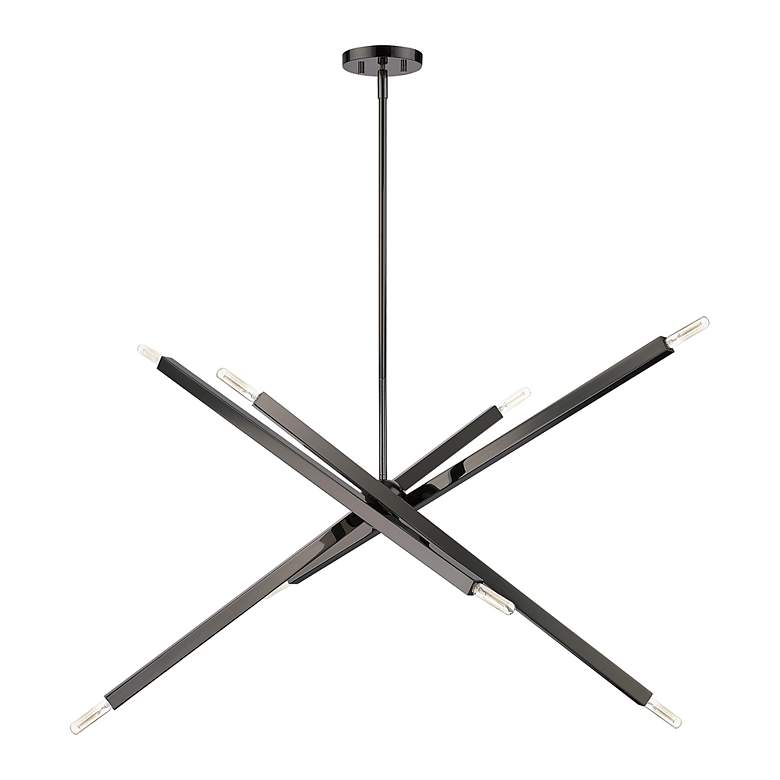 Image 3 8 Light Black Chrome Large Linear Chandelier more views
