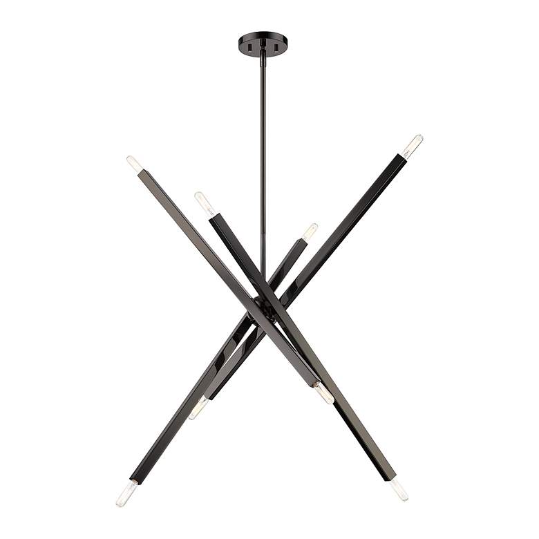 Image 5 8 Light Black Chrome Large Linear Chandelier more views