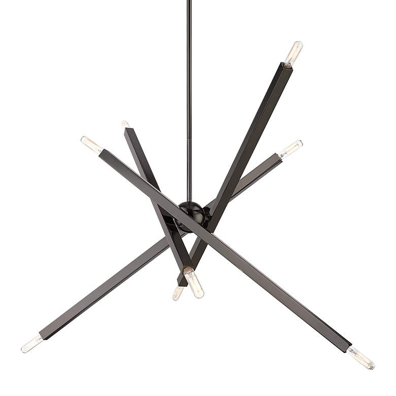 Image 7 8 Light Black Chrome Large Linear Chandelier more views