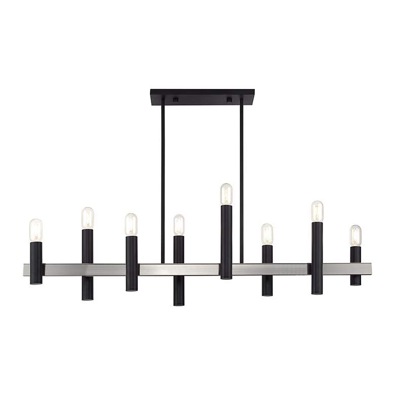 Image 3 8 Light Black Extra Large Linear Chandelier with Brushed Nickel Accents more views