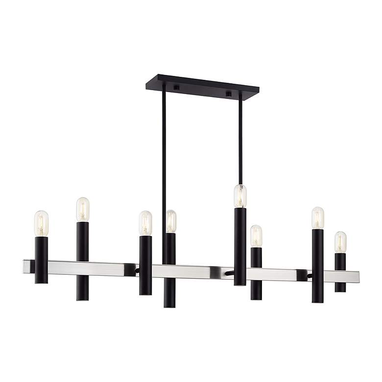 Image 4 8 Light Black Extra Large Linear Chandelier with Brushed Nickel Accents more views