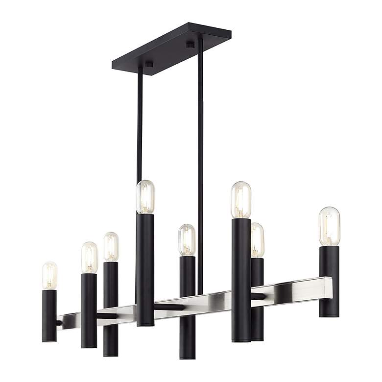 Image 5 8 Light Black Extra Large Linear Chandelier with Brushed Nickel Accents more views