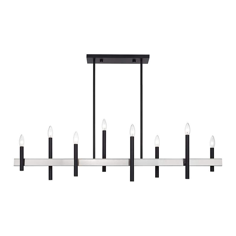 Image 3 8 Light Black Extra Large Linear Chandelier with Brushed Nickel Accents more views