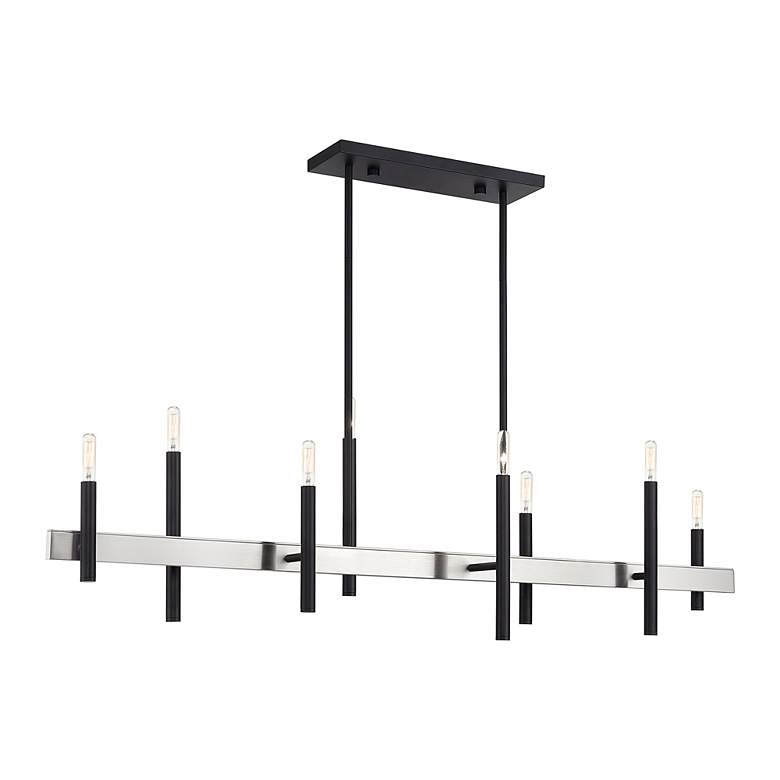 Image 4 8 Light Black Extra Large Linear Chandelier with Brushed Nickel Accents more views