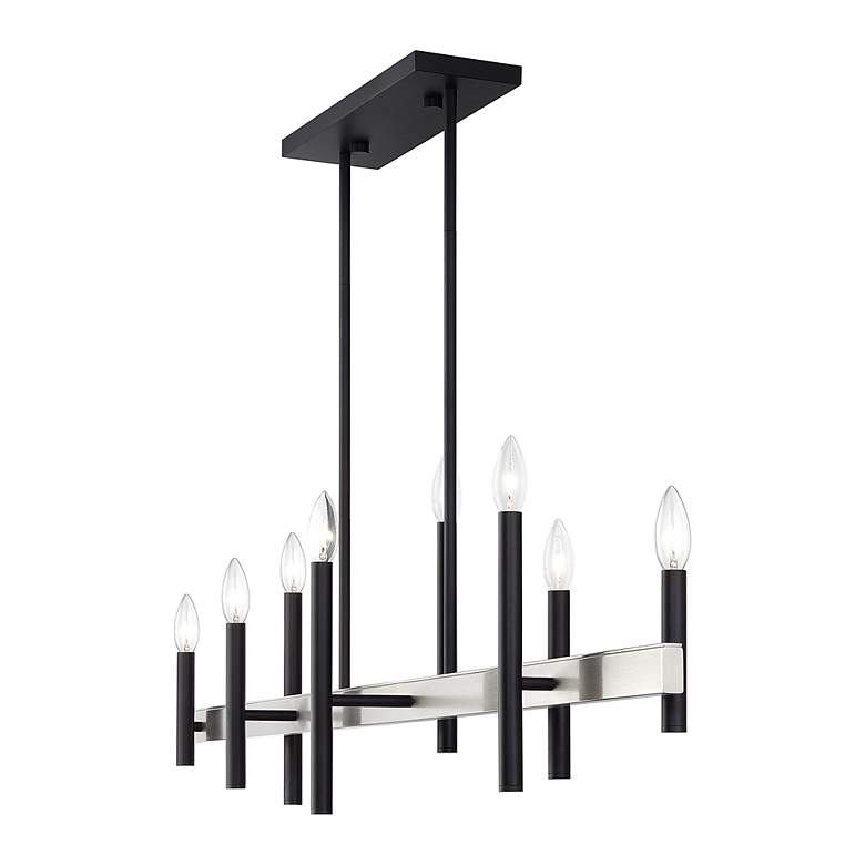 Image 5 8 Light Black Extra Large Linear Chandelier with Brushed Nickel Accents more views