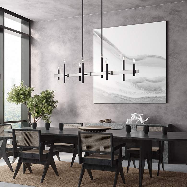 Image 7 8 Light Black Extra Large Linear Chandelier with Brushed Nickel Accents more views