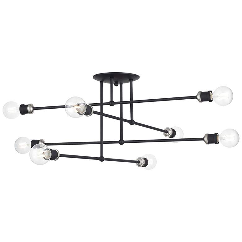 Image 1 8 Light Black Extra Large Semi-Flush with Brushed Nickel Accents