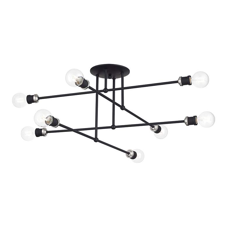 Image 3 8 Light Black Extra Large Semi-Flush with Brushed Nickel Accents more views