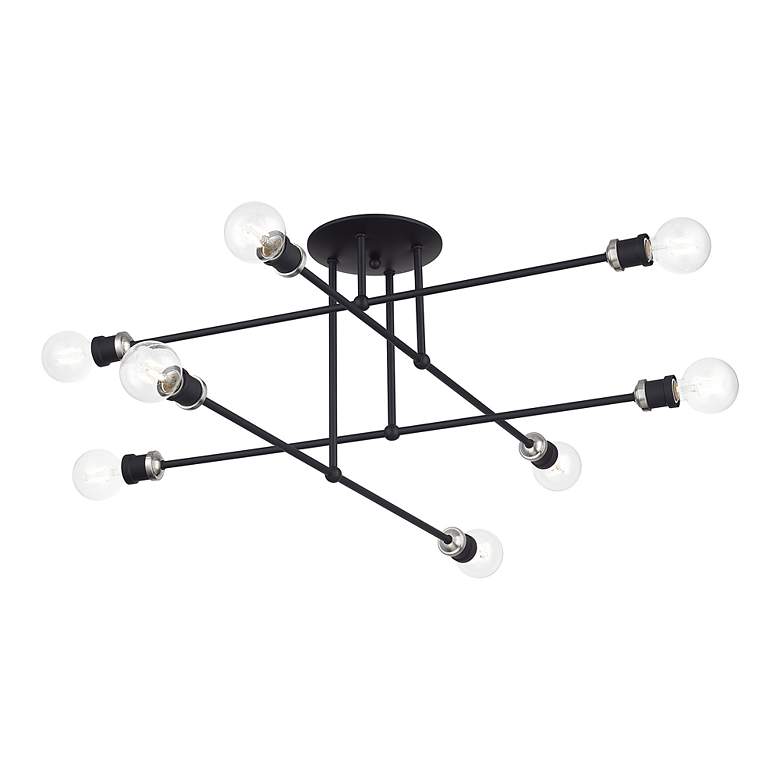 Image 4 8 Light Black Extra Large Semi-Flush with Brushed Nickel Accents more views