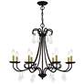2_8 Light Black Large Chandelier with Antique Brass Finish Accents