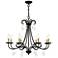 8 Light Black Large Chandelier with Antique Brass Finish Accents