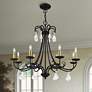 1_8 Light Black Large Chandelier with Antique Brass Finish Accents