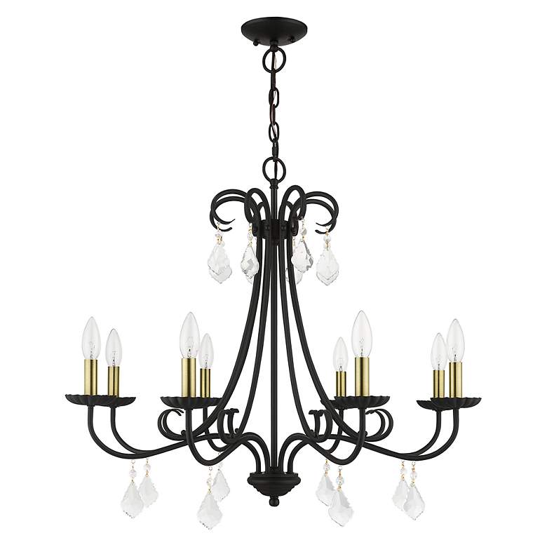Image 3 8 Light Black Large Chandelier with Antique Brass Finish Accents more views