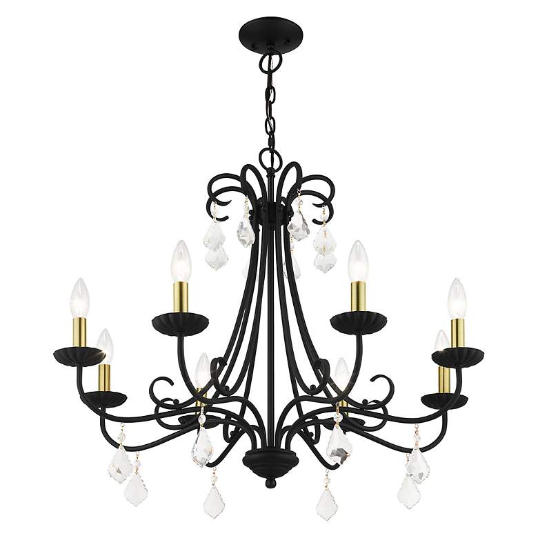 Image 5 8 Light Black Large Chandelier with Antique Brass Finish Accents more views