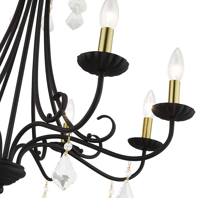 Image 6 8 Light Black Large Chandelier with Antique Brass Finish Accents more views