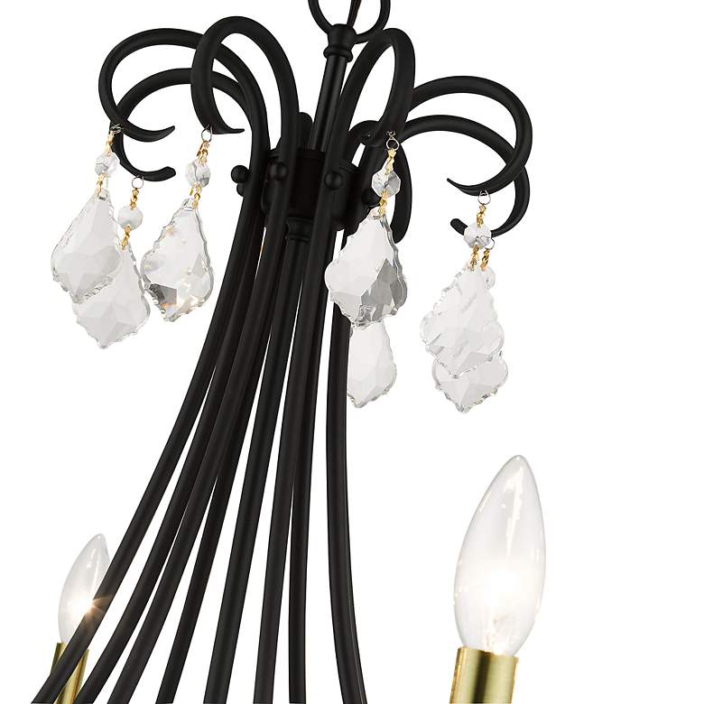 Image 7 8 Light Black Large Chandelier with Antique Brass Finish Accents more views