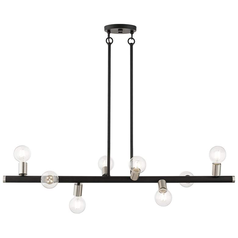 Image 2 8 Light Black Large Chandelier with Brushed Nickel Accents